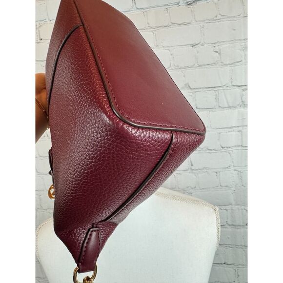 MICHAEL KORS Hyde oxblood color small pebbled leather satchel handbag NEW - Picture 9 of 13